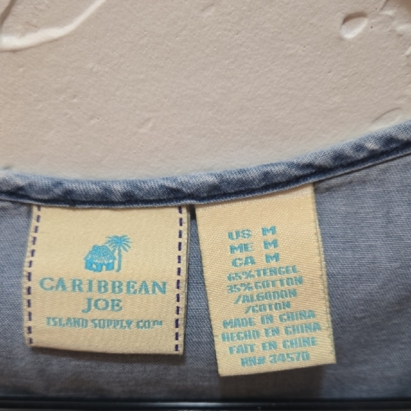 Caribbean Joe Blue Lace-Up Blouse - Picture 2 of 8